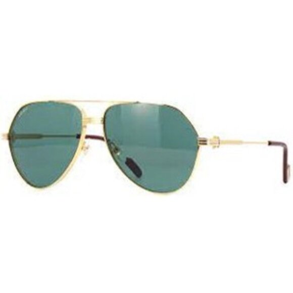 Cartier Green Mirror Pilot Men's Sunglasses - Picture 1 of 5
